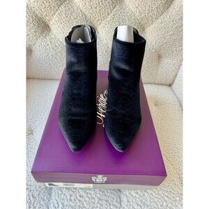Fergie Black Velvet Pointed Toe Pull On Ankle Booties Size 8